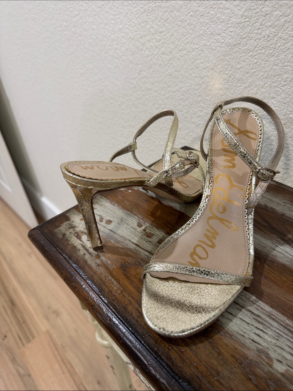 Sam Edelman Metallic Gold Strappy Heeled Sandals
